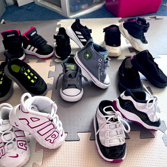 Baby Boy size lot of Nike uptempo, Jordans, Vans, Converse, and